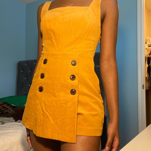 Corduroy Yellow Romper - Picture 4 of 6